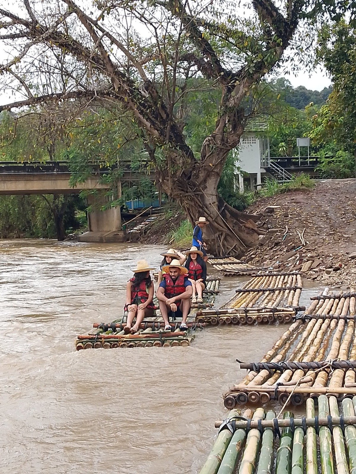 Relaxing bamboo rafting